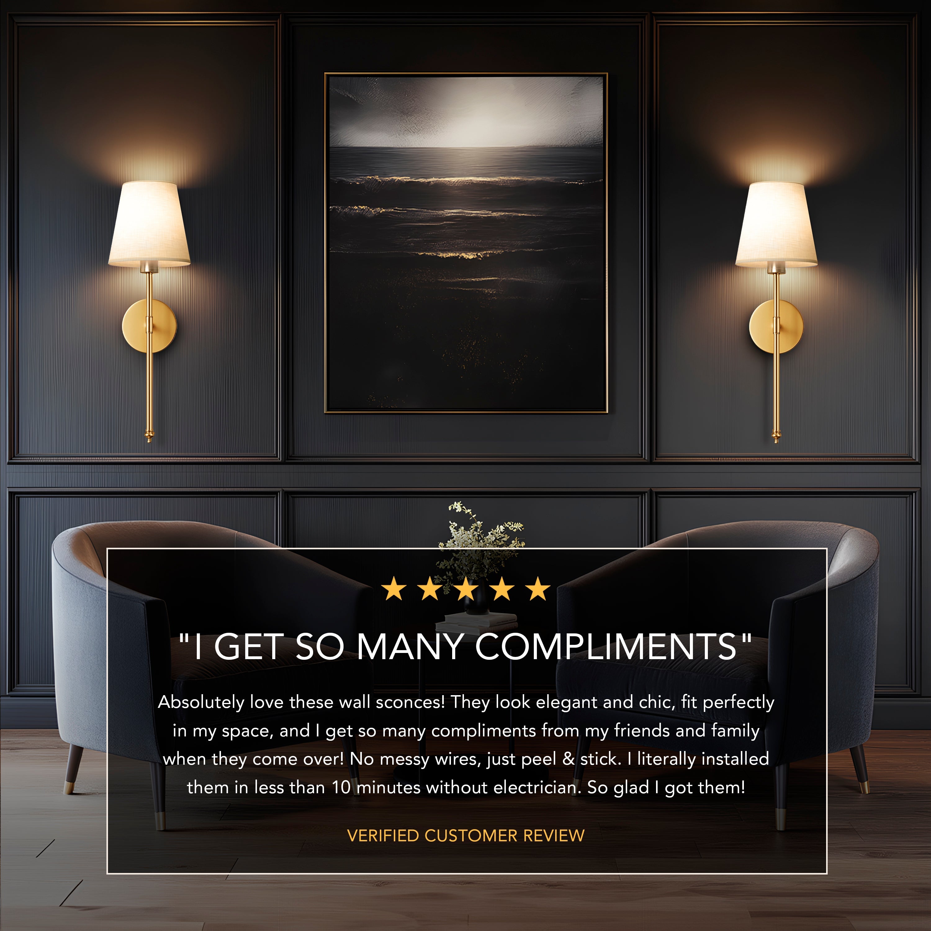 WIRELESS WALL SCONCE (SET OF 2 + 2 BULBS INCLUDED)