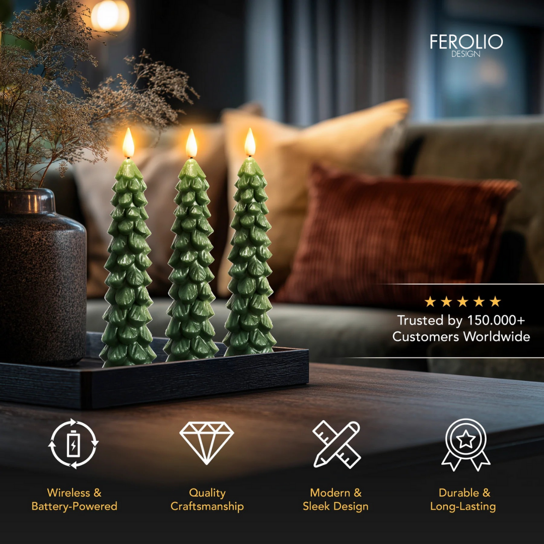 CHRISTMAS FLAMELESS WIRELESS CANDLES (SET OF 3)
