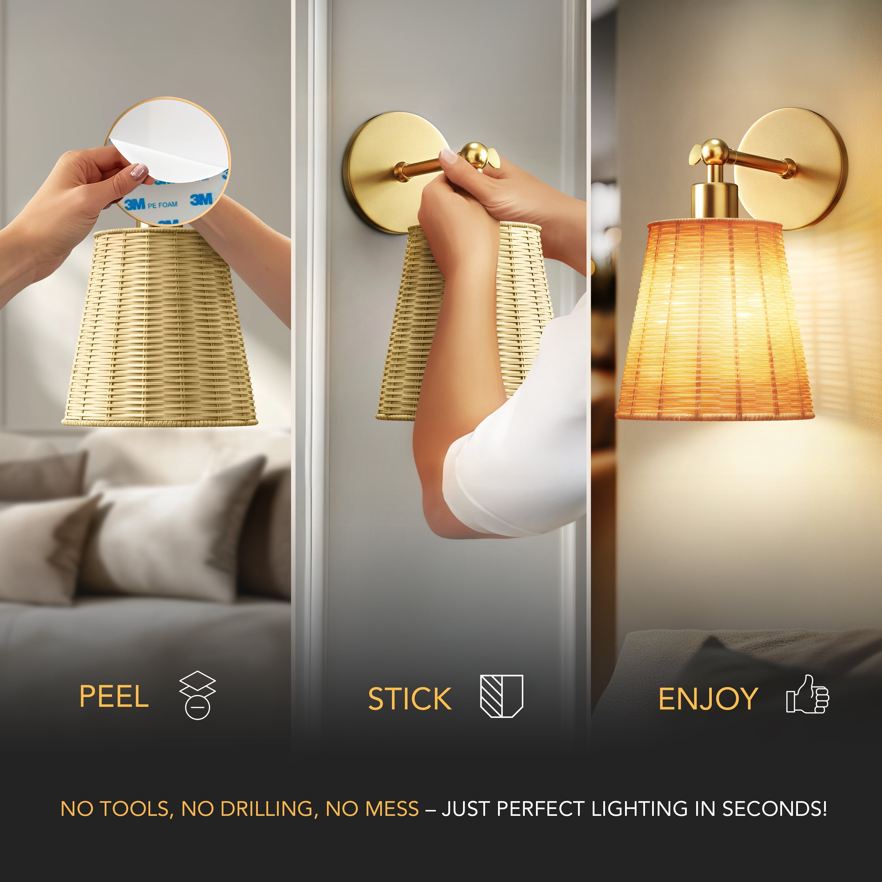 NATURAL WIRELESS WALL SCONCE