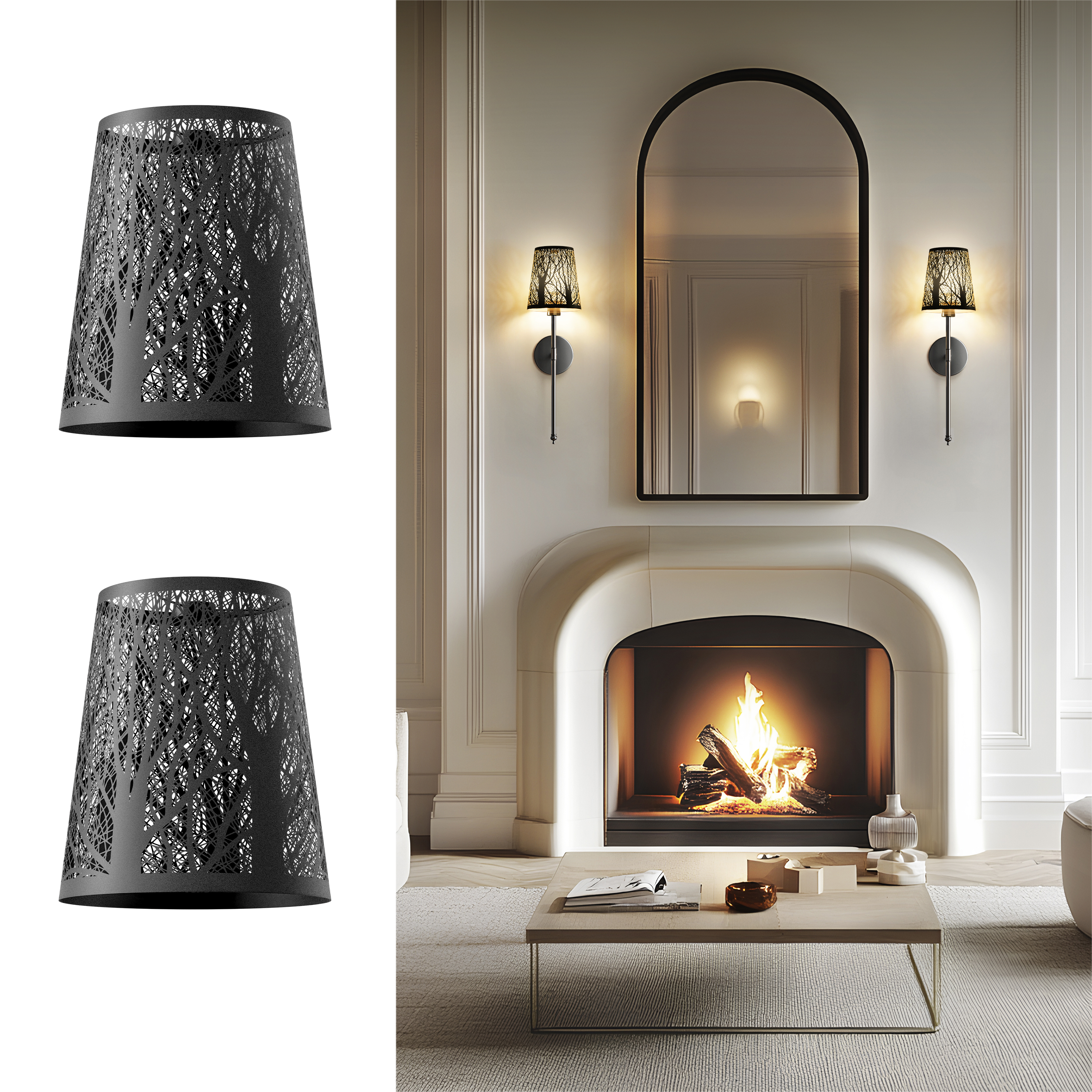 Black Metallic Tree Shades (Set of 2)