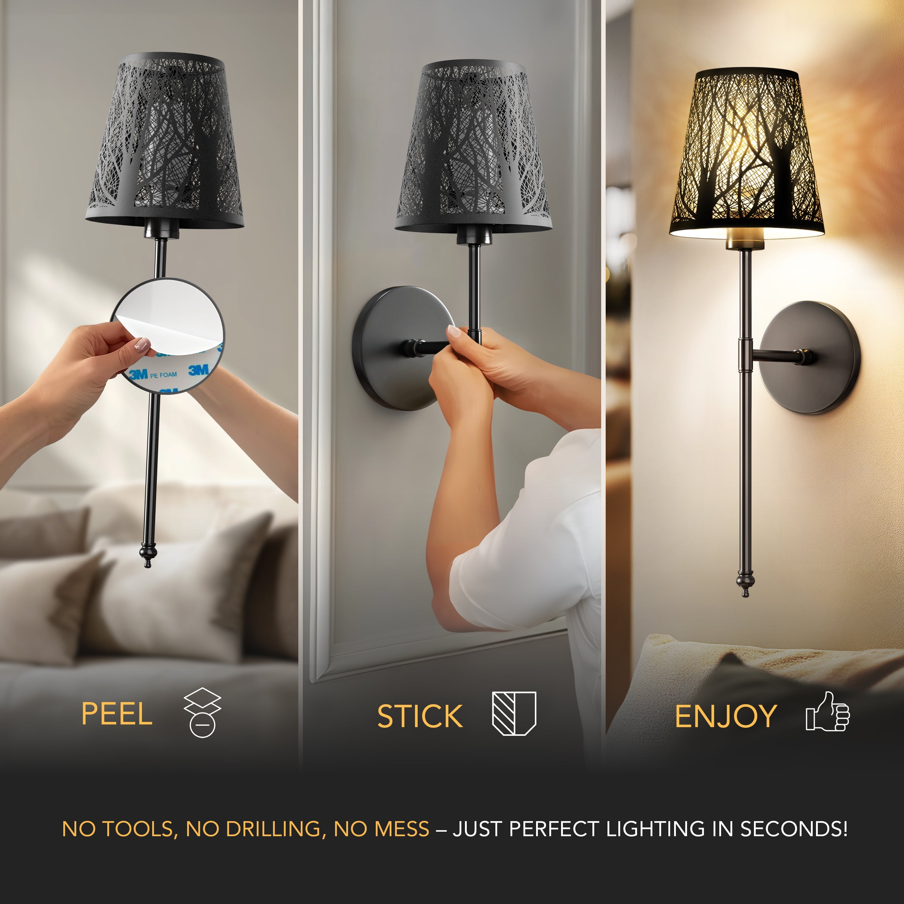 WIRELESS METALLIC WALL SCONCES (SET OF 2)